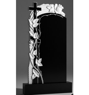 Резной памятник на могилу крест, розы, листья