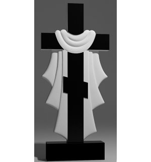 Резной гранитный крест на могилу с плащаницей