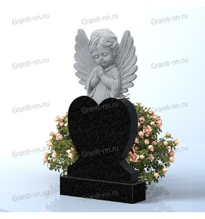 Вертикальный памятник из гранита (Ты теперь с ангелами)