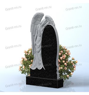 Вертикальный памятник из гранита (Скорбящий Ангел)