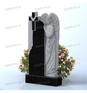 Вертикальный памятник из гранита (Крест и Ангел)