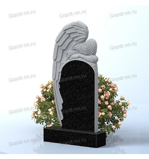 Вертикальный памятник из гранита (Ангел с крыльями)