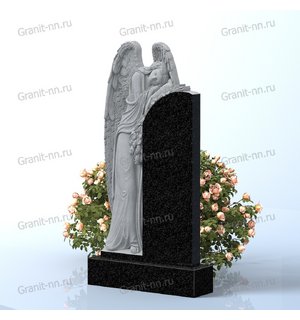 Вертикальный памятник из гранита (Ангел с розами)
